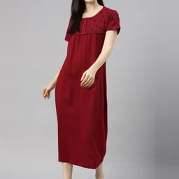 Kryptic Printed Pure Cotton Maxi Nightdress-image-21
