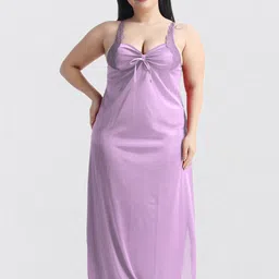 NIGHT KEYS Lace Insert Satin Maxi Nightdress with Robe-image-95