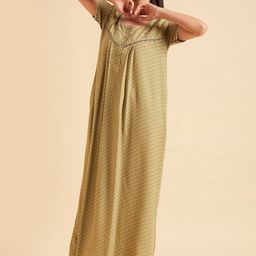 Sweet Dreams Floral Printed Round Neck Pure Cotton Maxi Nightdress-image-60
