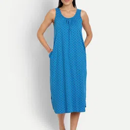 BLAZON Polka Dots Printed Pure Cotton Nightdress-image-30