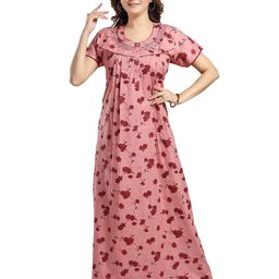NIGHT QUEEN Floral Printed Maxi Nightdress-image-60