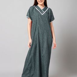 Winza Designer Striped Pure Cotton Maxi Nightdress-image-89