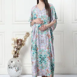 Secret Wish Printed Maxi  Maternity Kaftan Nightdress-image-24
