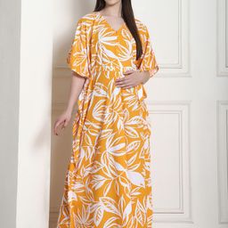 Secret Wish Floral Print Maxi Maternity Kaftan Nightdress-image-97