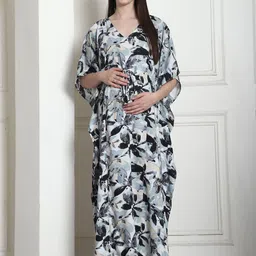 Secret Wish Floral Print Maxi Maternity Kaftan Nightdress-image-40