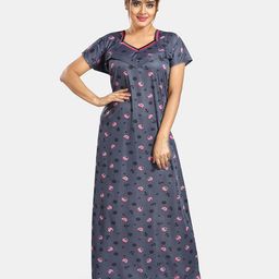 Be You Floral Printed Satin Maternity Maxi Sweat Nightdress-picture-13
