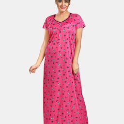 Be You Floral Printed Satin Maternity Maxi Sweat Nightdress-image-42