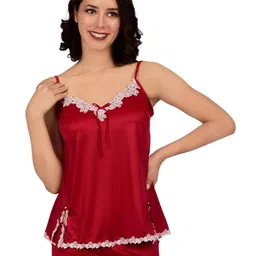 bare dezire Lace Shoulder Straps Satin Cami With Shorts-image-12