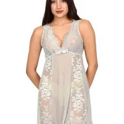 bare dezire Self Design V-Neck Net Baby Doll-image-80