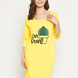 Clovia Pure Cotton Cactus Print Short Night Dress-image-56