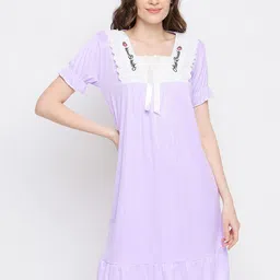 Camey Embroidered Detail Square Neck Nightdress-picture-49