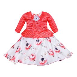 Wish Karo Orange Floral Printed Satin Dress-image-71