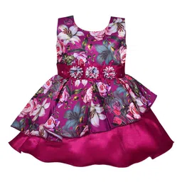 Wish Karo Purple Floral Satin Flared Dress-picture-33