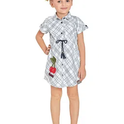 Peppermint White Checked Formal Shirt Dress-image-25