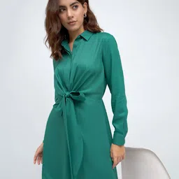 DL Woman Tie-Up Shirt Style Midi Dress-image-83