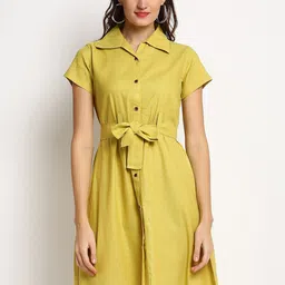 Enchanted Drapes Green Shirt Dress-image-94