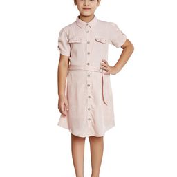 Peppermint Shirt Collar Tie Up Shirt Dress With Belt-image-23