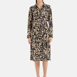 Kazo Abstract Printed Chiffon Shirt Dress-3