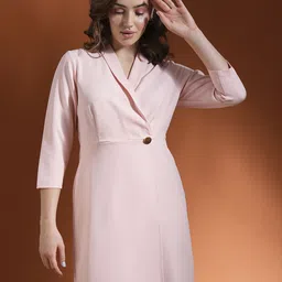 Globus Solid Lapel Collar Sheath Dress-image-12