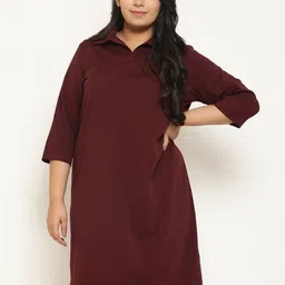 Amydus Plus Size Shirt Collar A-Line Dress-picture-30