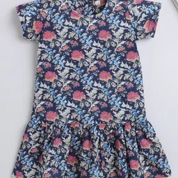 The Magic Wand Girls Floral Printed Cotton Drop-Waist Dress-picture-55