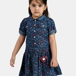 Peppermint Blue Cotton Drop-Waist Dress-picture-4
