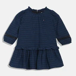 Tommy Hilfiger Girls Striped Gathered Cotton  Drop-Waist Dress-10