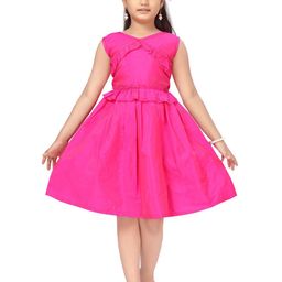 Aarika Girls Magenta Solid Fit & Flare Dress-13