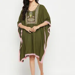 Ruhaans Ethnic Motifs Embroidered Extended Sleeves Kaftan Dress-picture-6