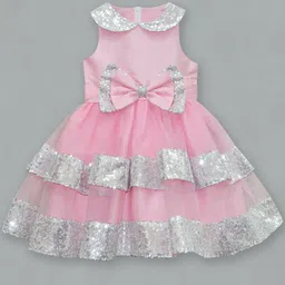 A.T.U.N. Girls Pink Peter Pan Collar Net Dress-image-26