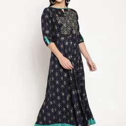Be Indi Rayon Embroidered and Printed Keyhole Neck Maxi Dress-picture-33