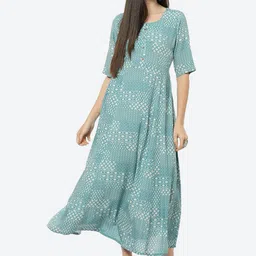 Rangriti Grey & Blue Ethnic Motifs Ethnic Maxi Dress-picture-14