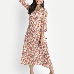 githaan Off White Floral A-Line Midi Dress-image-20