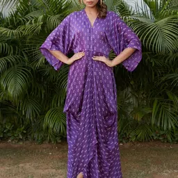 NANGALIA RUCHIRA Bandhani Printed Cowl Dress-58