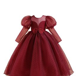 StyleCast Maroon & persian plum Puff Sleeve Fit & Flare Maxi Dress-picture-44