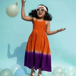 Tiber Taber Girls Orange Tie & Dye Dyed Maxi Dress-image-29