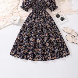 StyleCast x Revolte Girls Printed Puff Sleeves Smocked Tiered Fit & Flare Maxi Dress-image-73