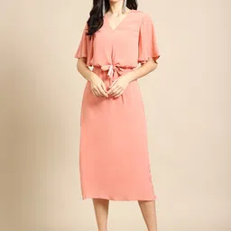 DODO & MOA Peach-Coloured Midi Dress-picture-13