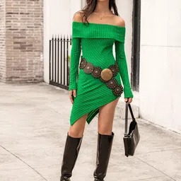 JC Mode Self Design Off-Shoulder Bodycon Dress-image-14