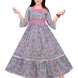 AJIZA GARMENTS Floral Applique Georgette Maxi Dress-picture-51