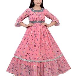 AJIZA GARMENTS Floral Applique Georgette Maxi Dress-image-89