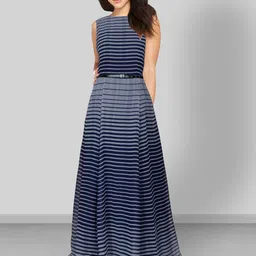 Dream Beauty Fashion Striped Georgette Maxi Fit & Flare Dress-image-77