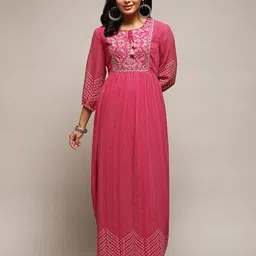 Biba Ethnic Motifs Printed Embroidered Detail Maxi Fit & Flare Ethnic Dress-38