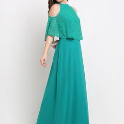 La Zoire Green Georgette Maxi Dress-image-92