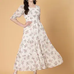 RAASSIO Floral Print Bell Sleeve Georgette Maxi Dress-image-8