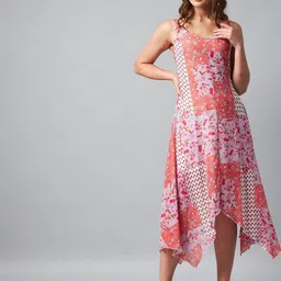 StyleStone Pink Floral Georgette A-Line Maxi Dress-image-63