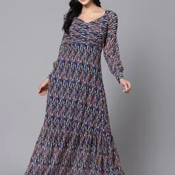 aayu Abstract Printed Georgette Maxi Dress-11