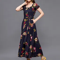 Miss Chase Floral Printed Tie Ups Georgette Maxi Dress-picture-1