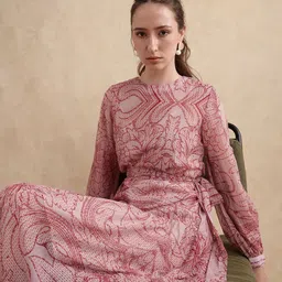 RAREISM Polima Primary Multi Floral Printed Fit & Flare Midi Dress-image-60