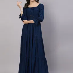 aayu Tie-Up Neck Bell Sleeve Smocked Maxi Dress-picture-20